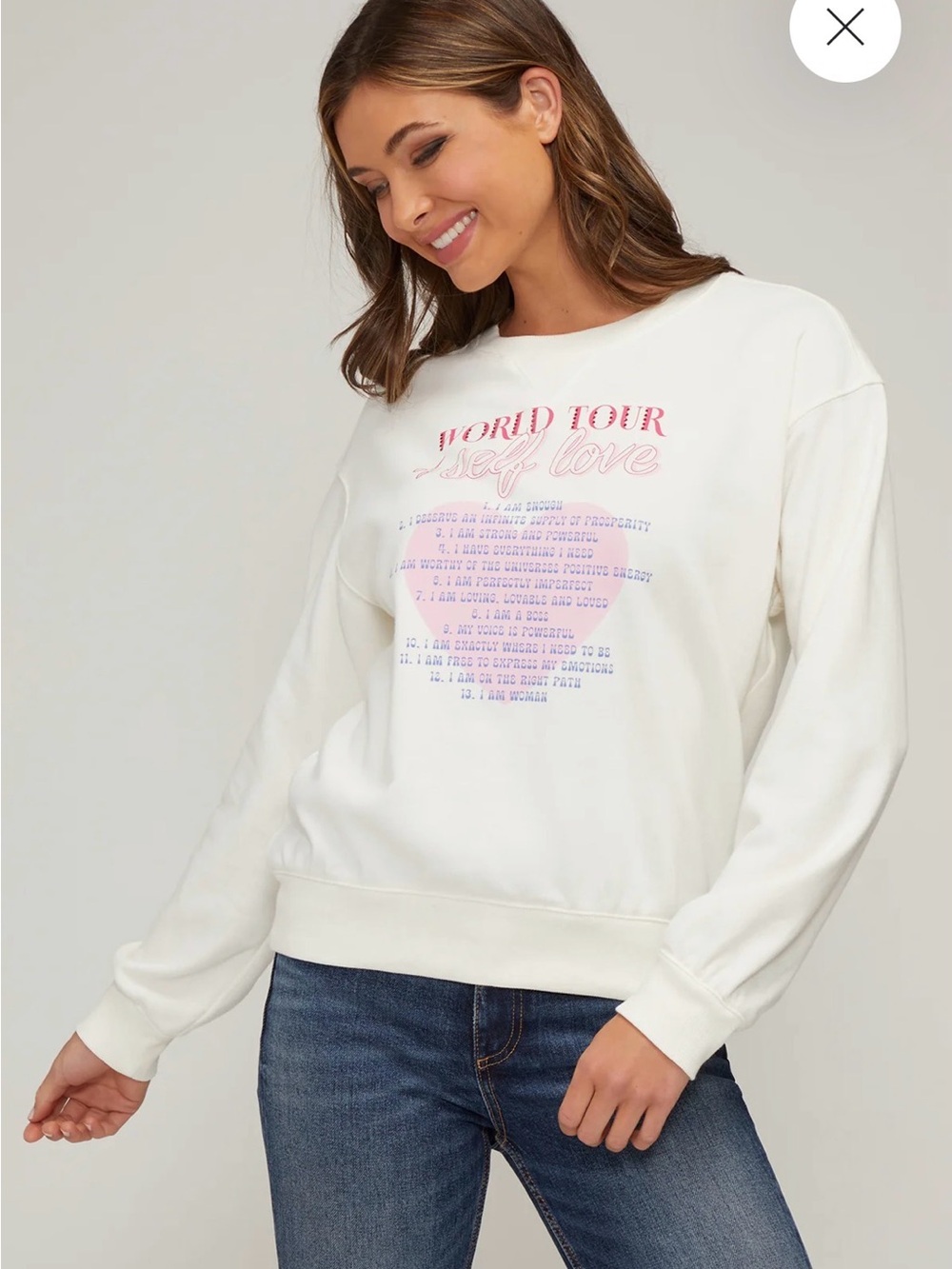 Wildfox Self Love "World Tour" Graphic Sweatshirt - White